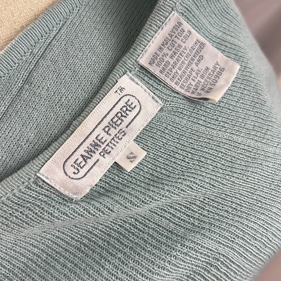 Jeanne Pierre Petites light blue cotton square textured v-neck zip up cardigan S - Picture 5 of 8